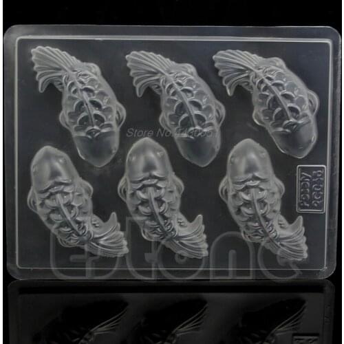 6 Koi Fish Plastic Jelly Handmade Pattern Cake Mold DIY Chocolate Cream Sugar Cutter Bakeware Paste Fondant Sugarcraft Decor