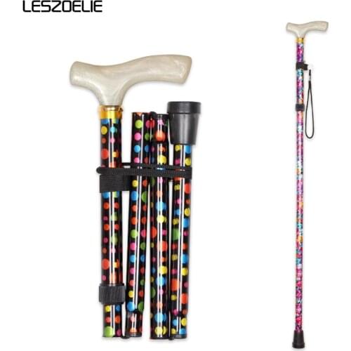 7 Colors Fashion Folding Walking Stick Women Luxury Resin Handle Decorative Floral Cane Lady Adjustable Stick Walking Canes