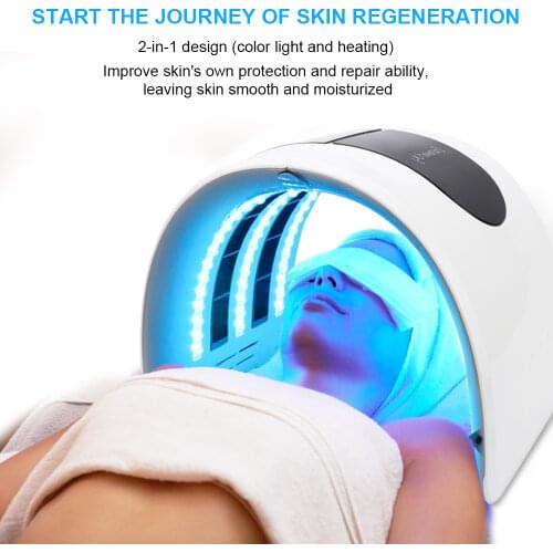 7 Colors PDT Facial Mask LED Light 2 in 1 Therapy Skin Rejuvenation Machine Spa Acne Remover Anti-Wrinkle And Heating Treatment