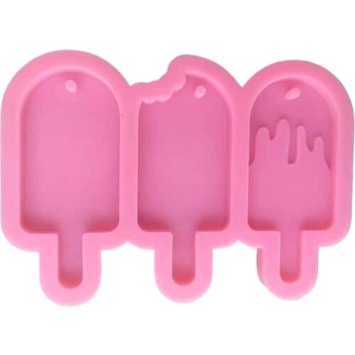 83XC Key Chain Epoxy Resin Mold Handmade Three Ice Cream Keychain Casting Silicone Mould DIY Crafts Making Tool