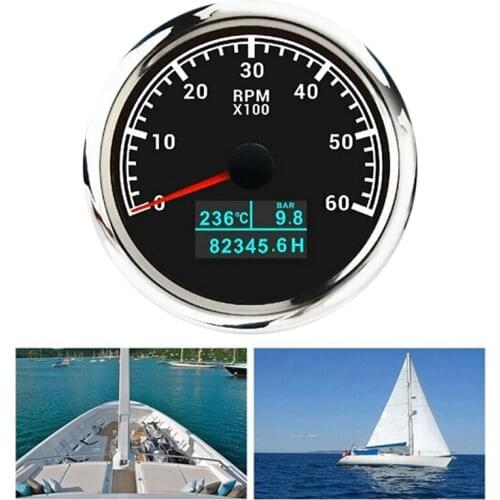 85Mm 3 In1 Marine Multi-Function Tachometer 0-6000 RPM Tachometer with Water Temperature and Oil Pressure