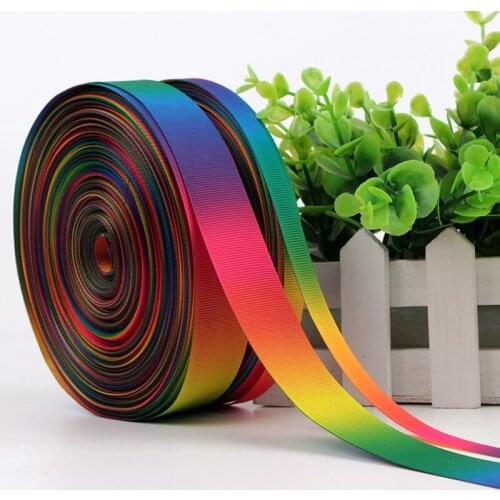 9 mm-75mm 7 Colors Gradient Double Face Grosgrain Satin Ribbon For Wedding Christmas Apparel Gift Wrapping Noble Fabric Ribbons