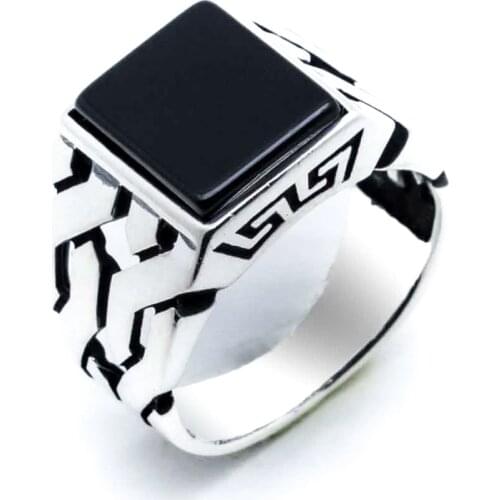 925 sterling Silver Square Onyx Gemstone Ring