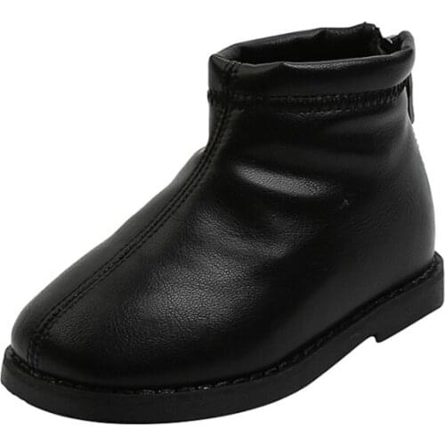 AOGT 2021 Autumn/Winter Warm Child Baby Boots Fashion Soft Genuine Leather Waterproof Non-Slip Plush Infant Boots Shoes
