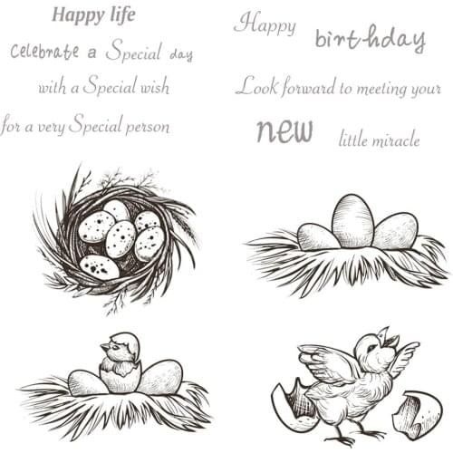 AZSG Happy Life/Birthday / Bird Clear Stamps For DIY Scrapbooking Decorative Card making Craft Fun Decoration Supplies 14x14cm