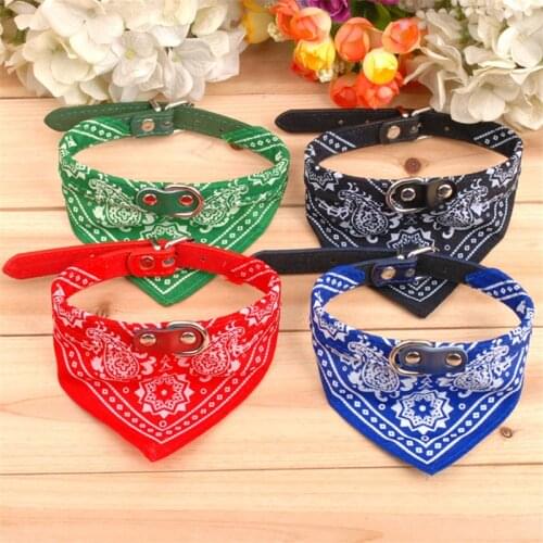 Pet Bandanas Collar for Dogs Cats Adjustable PU Leather Triangular Bibs Scarf Collar Paisley Pattern for Puppy Accessories 40cm
