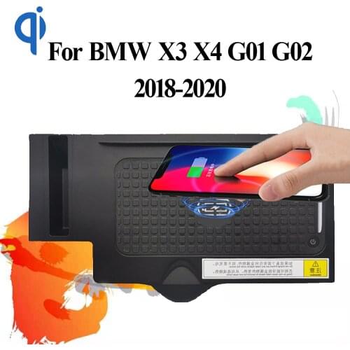 15W Qi Wireless Charger For BMW X3 X4 G01 G02 2018-2020 Onboard Car Fast Charging Pad Center Console Plate Phone Iphone Holder