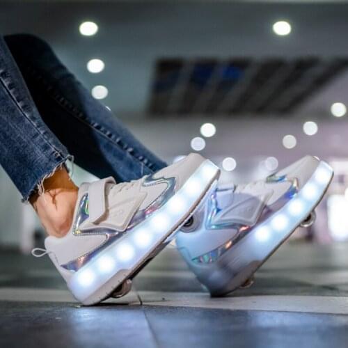 Girl Boy Sneakers Roller Skating Shoes with Two Wheels Led Shoes Kids Girls Children Boys Light Up Luminous Glowing Illuminated