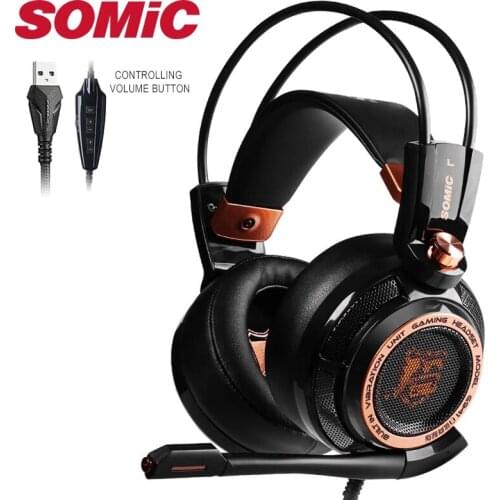 Somic G941 Active Noise Cancelling Gaming Headphone 7.1 Virtual Surround Sound USB Headset with Mic Led Light for PC Laptop