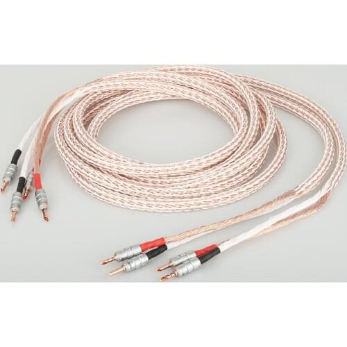 Pair 12TC Hifi Speaker Cable High Quality Pure OCC Speaker Wire With Banana Jack
