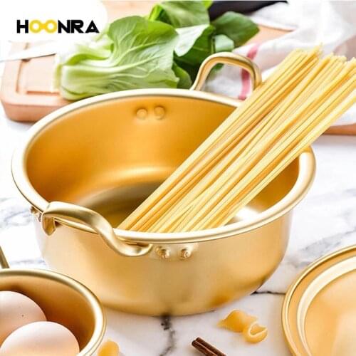HOONRA Korean Style Ramen Pot Aluminum Alloy Soup Pot Instant Noodle Porridge Pot Egg Soup Cooking Golden Kitchen Cookware