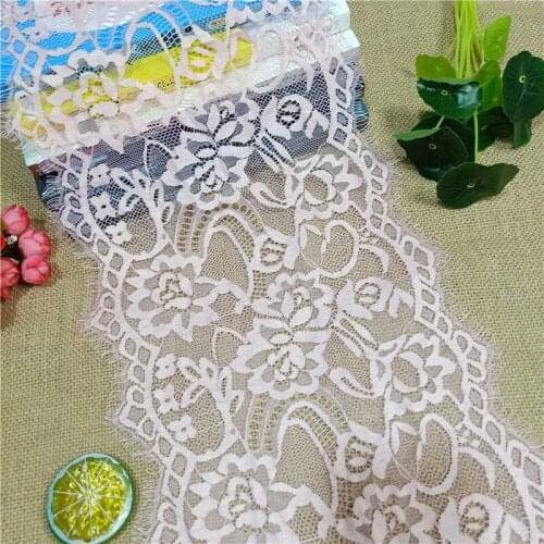 X1009 Width 24cm Non stretch Elastic And Eyelash Lace Fabric Trim For Dress Pants Skirt Decoration Hollow Accessories