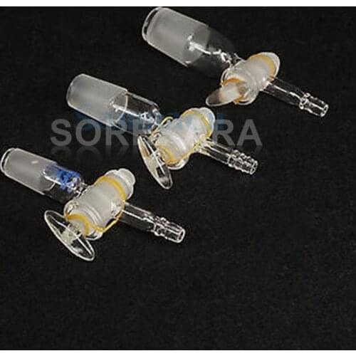 Lab Equipment 14/23 19/26 24/29 29/32 Joint Straight Adapter With Glass Stopcock Ware