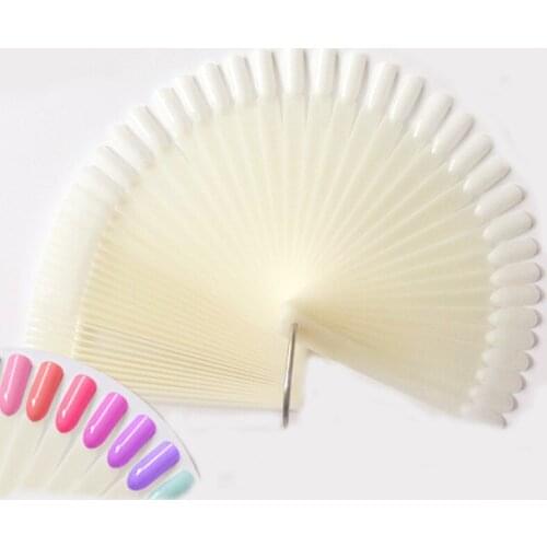 2 Color 50pcs False Nail Tips Fake Nail Art Polish Color Card Acrylic Practice Chart Palette Buckle Ring Practice Display Tools