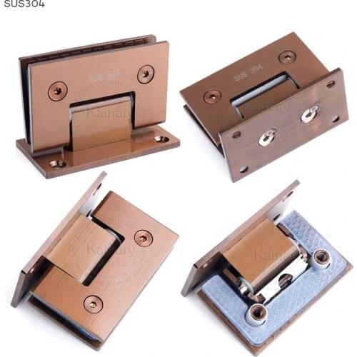 Brushed stainless steel 304 Rose Gold color shower room glass clamps glass clip hardware, glass door hinges