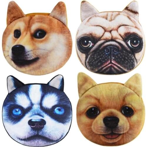 3D Girl Wallet Bag Ladies Animal Zipper Mini cat coin purses dog childrens purse plush bolsa de moeda coins pouch monedero gato