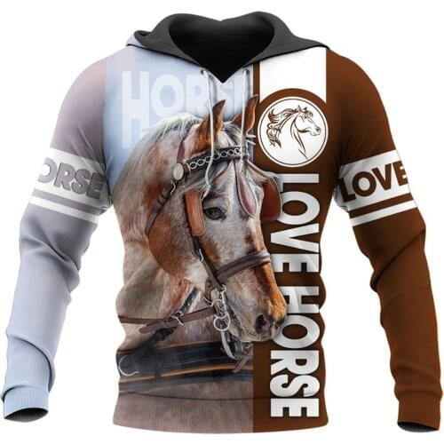 Fashion Autumn Hoodies Love Horse Novelty design 3D Printed Sweatshirt Unisex Streetwear Zipper hoodie Casual Jacket