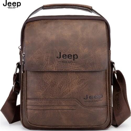 JEEP BULUO New Crossbody Shoulder Bag For Man Large Capacity Male Messenger Bag Men Leather Bags High Quality Fashion Business