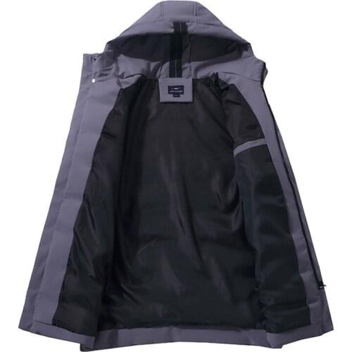 Mens Winter Long Red Velvet Cotton-padded Clothes Thick Warm Casual Hooded Cotton-padded Clothes Jacket