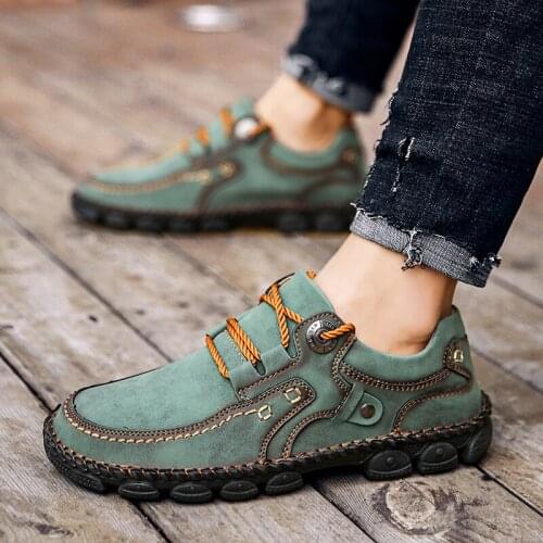 2021 Luxury Brand New Mens Leather Shoes High Quality Handmade Loafers Fashion Casual Soft Black Flats Shoes Big Size 48 Hot