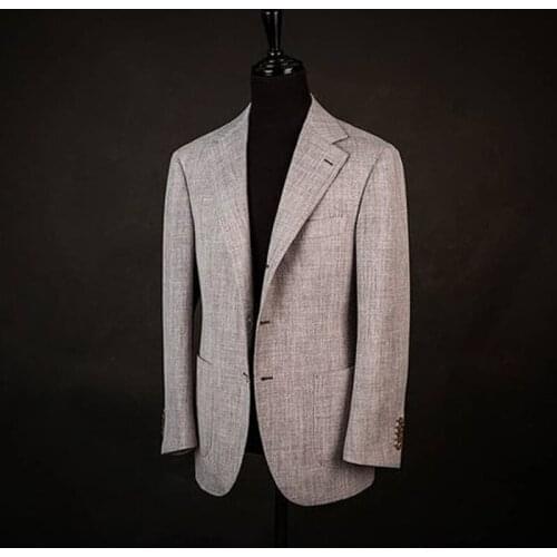 Mens Suit Top Solid Smart Casual Style Singal-Breasted V-Sleeve Jacket Fashion Handsome Overcoat