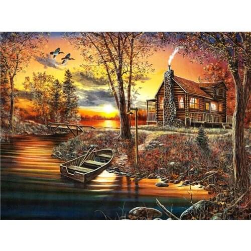 ARMYQZDiamond Embroidery House Mosaic Craft Kit for Sale 5D DIY Round Diamond Square Diamond Diamond Painting Rhinestone Landsca