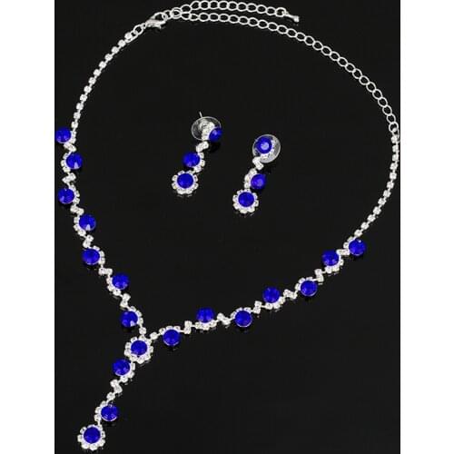 Luxury Fashion Necklace Earrings Set multicolor Rhinestone necklace adorned Earring Sets for wedding party 4 color Jewelry N169