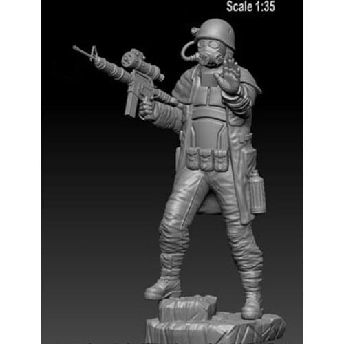 Unpainted Kit 1/35 US soldier Apocalyptic - Guard with Base (1 figure) figure Historical Resin Figure miniature garage kit