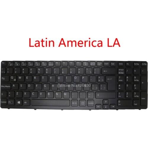LA Keyboard For SONY For VAIO SVE15 Series V133946AK3LA 149076711LA AEHK5L031103A Latin America black with backlit frame new