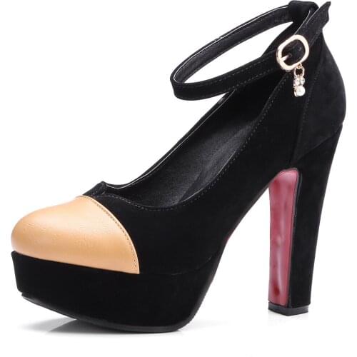 In 2018 the new suede color matching round head strap size and thick with ultra-high code 33 single shoes 18323-43