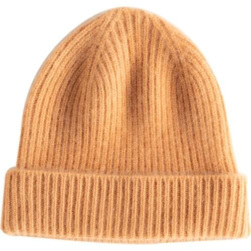 New Arrival Autumn Winter Women Hats 100% Goat Cashmere Knitted Headgears Soft Thick Warm Fashion Girl Hat 6Colors High Quanlity
