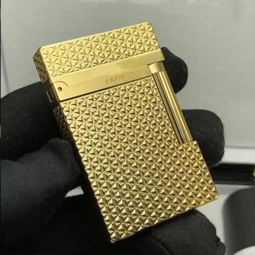 100% new vintage dupont gas lighter gas cigarette lighter polished jet gasoline flint lighter metal gas lighter