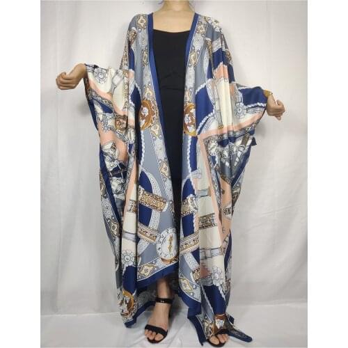 Casual 2021 Fashion European Open Front Silk Kimono Swimwear For Women Casual Dubai Muslim Summer Caftan Ramadan Clothes