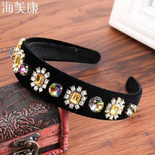 Haimeikang Baroque Rhinestone Headband Fashion Show Full Color Geometry Flower Wild Tide Female Accessories Hair Band Headband