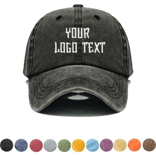 Embroidery Personalized Custom Text LOGO Your Name Fashion Washed Cotton Baseball Cap Men & Women Summer Caps Snapback Cap Drop