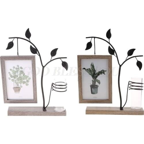 Family Picture Frame 4x6 Vertical Metal Tree Desk Photo Frames with Decorative Bud Vase Double Sides Display Unique Gifts