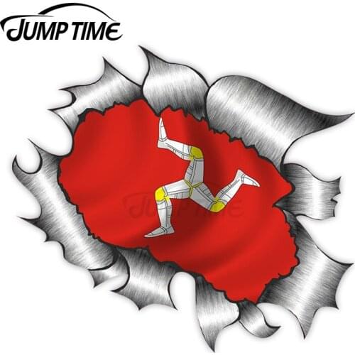 Jump Time Ripped Torn Metal Design With Isle Of Man Mann Manx Flag Motif External Vinyl Car Sticker 1 for Windows Bumper