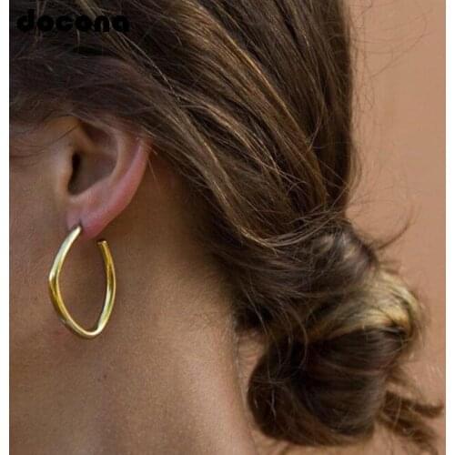 Docona Retro Gols Silver Color Square Geometric Drop Earring For Women Punk Metal Irregular Piercing Earrings Party Jewelry 6991