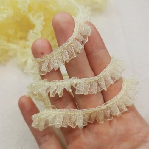 5Meters Purple Pink Green Lace Trim Material Pleated Mesh Ruffle Fabric Sewing Accessories Trimmings For Clothing dentelle