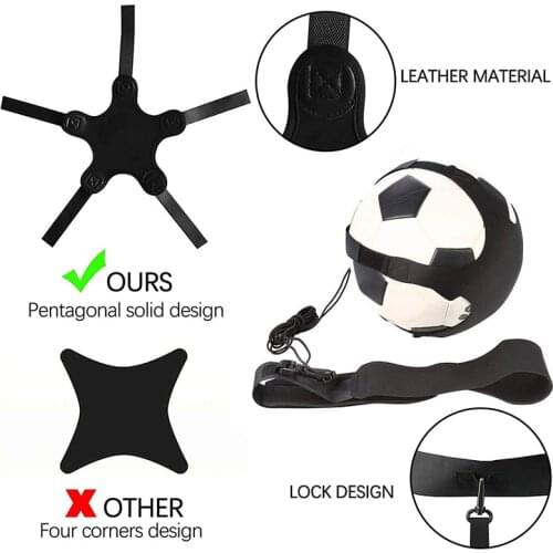 Solo Soccer Trainer Hand Free Football Kick Training Aids Skill Practice Equipment with Elastic Waist Belt Size 3/4/5 Soccer