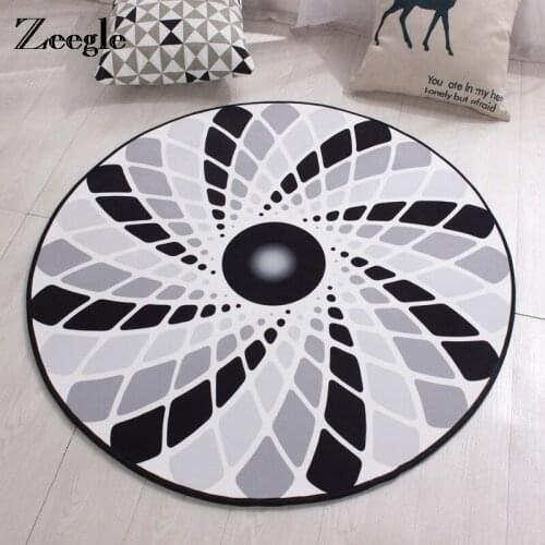 Zeegle Geometric Round Carpets For Living Room Non-slip Yoga Chais Floor Mats Home Decor Washable Kids Bedroom Rug