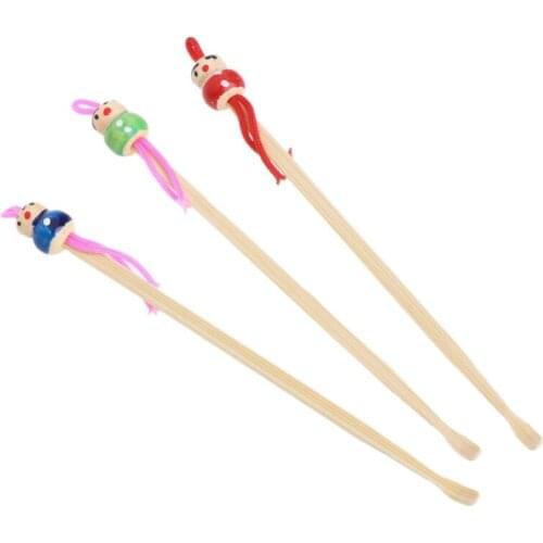10Pcs Cartoon Doll Bamboo Earpick Spoon Clean Earwax Removers Ear Care Safe Tool