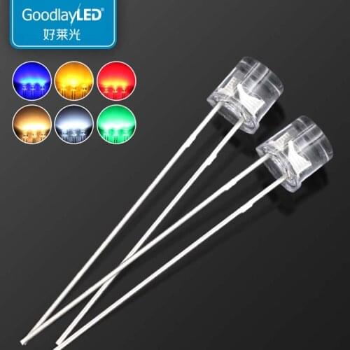 1000PCS 5mm flat head white light long leg bright red blue green yellow pink purple DIP LED