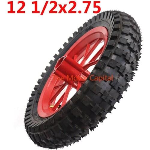 12 1/2 X 2.75 Tire with Aluminum Wheel Hub for 12.5 Inch 49CC Dirt Bike MX350 MX400 Scooter Tire Red Wheel