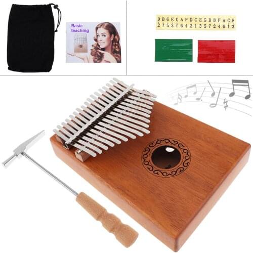 17 Key High Quality Kalimba Single Board Mahogany Thumb Piano Mbira Mini Keyboard Instrument with Complete Accessories