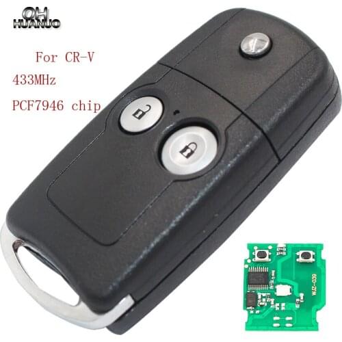 2 Button Folding flip Remote Key fob 433MHZ with ID46 PCF7936 chip For Honda CR-V Jazz HON66 uncut blade