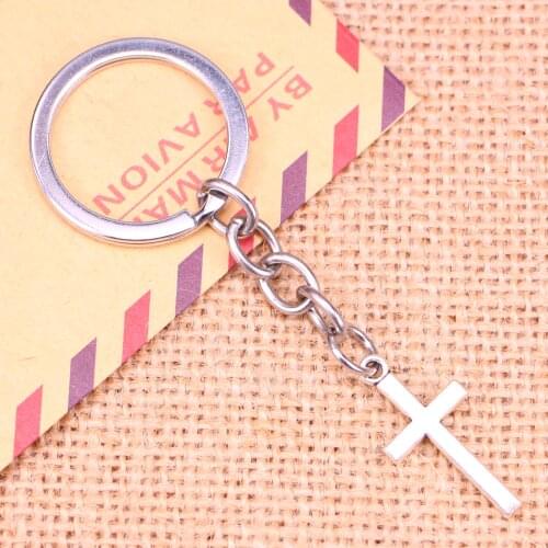 20pcs New Fashion Keychain 13x17mm double sided cross Pendants DIY Men Jewelry Car Key Chain Ring Holder Souvenir For Gift