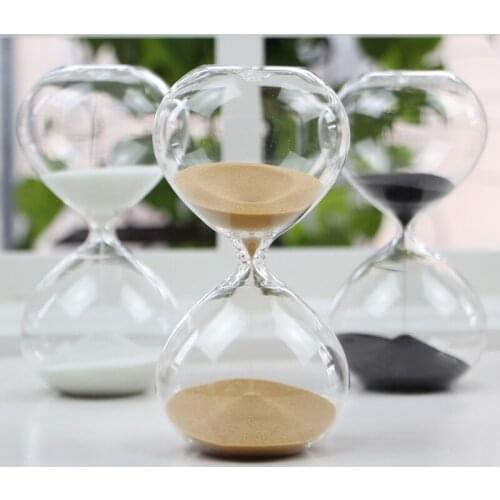 5min/15min/30min Round Transparent Sand Hourglass Sandglass Color Sand Timer Room Decoration Red, Green, Blue, Pink C