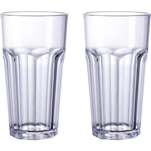 2pcs Acrylic Transparent Cups Shatterproof Tumbler Beverage Cups for Home Hotel Restaurant Party