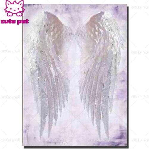 Diamond painting full drill square round White angel wings feathers 5d diy diamond embroidery Diamond Mosaic Sale cross stitch
